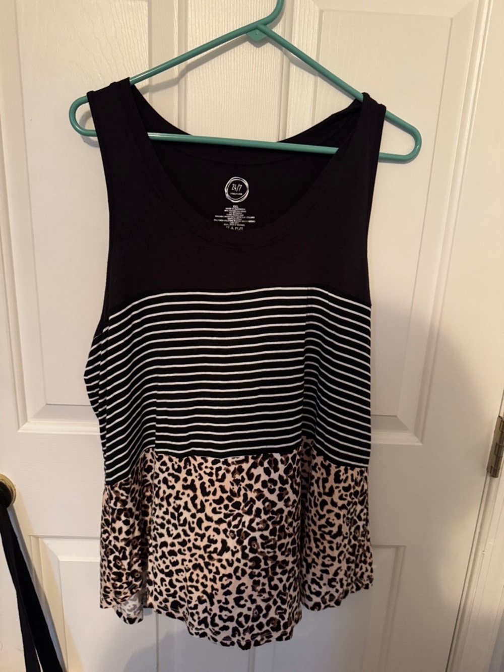 Maurices Black & Beige Striped Leopard Print Tank Top